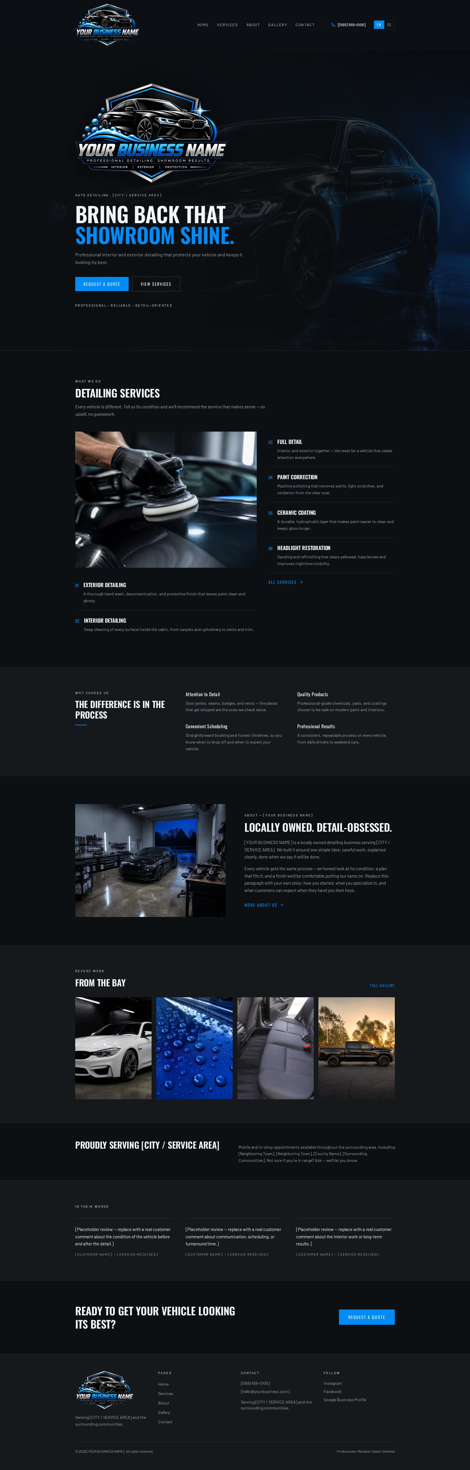 Auto Detailing website example built by EV Web Co.